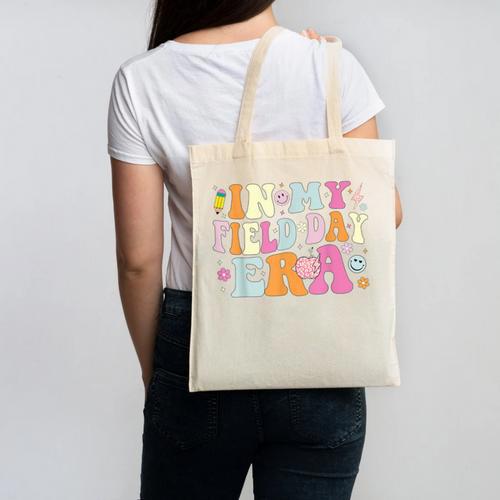 In My Field Day Era Teacher Kids Cute Groovy Field Day Canvas Tote Bag - teacherstshirts.com UK