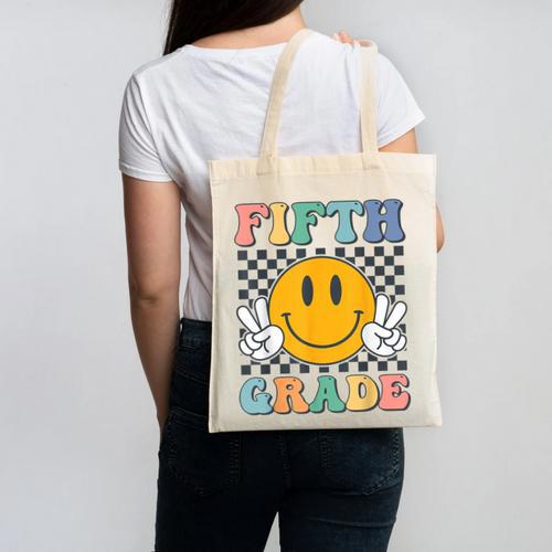 Fifth Grade Team Teachers Boys Girls Retro Smile 5th Grade Canvas Tote Bag - teacherstshirts.com AU