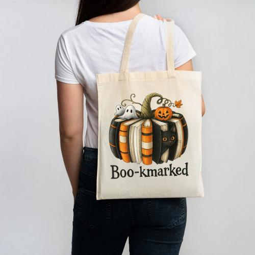 Fun Fall Book Lover Cute Teacher Student Halloween Canvas Tote Bag - teacherstshirts.com