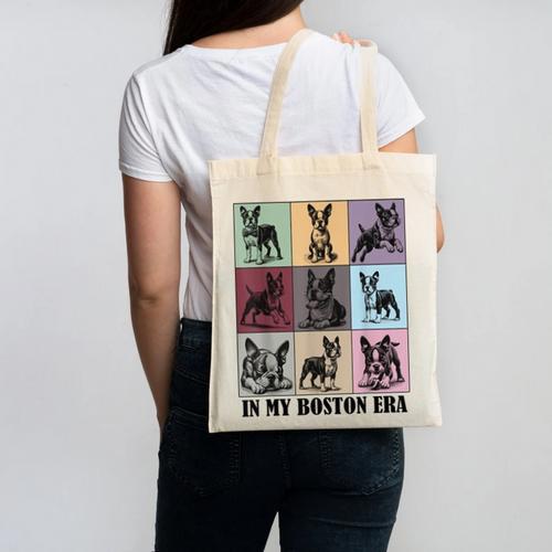 Funny Boston Terrier Quote In My Boston Terrier Era Cool Dog Men Women Canvas Tote Bag - Bostonterriersmerch.com