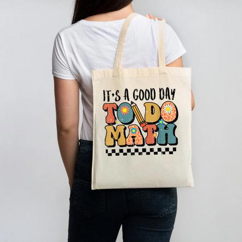 Good Day To Do Math Teacher Vintage Groovy Nerd Women Men Canvas Tote Bag - teacherstshirts.com UK