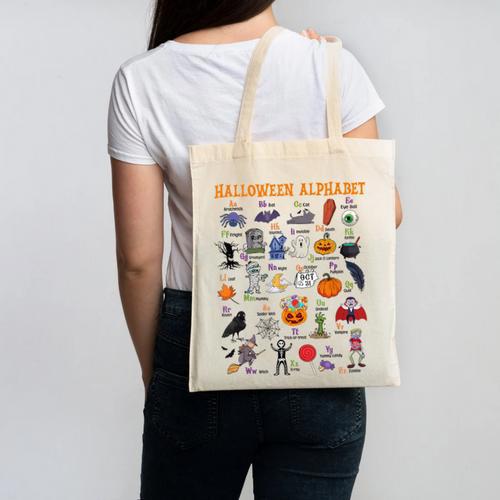 Halloween Alphabet ABCs Learning Kindergarten Teacher Canvas Tote Bag - teacherstshirts.com AU