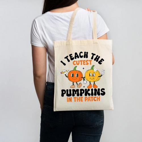 Halloween Teacher I Teach The Cutest Pumpkins In The Patch Canvas Tote Bag - teacherstshirts.com UK
