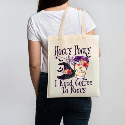 Hocus Pocus I Need Coffee To Focus Halloween Teacher Canvas Tote Bag - teacherstshirts.com AU
