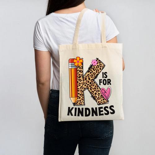 K Is For Kindness Unity Day Teacher Kids Canvas Tote Bag - teacherstshirts.com DE