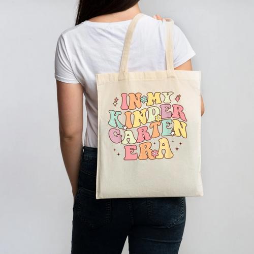 In My Kindergarten Era Retro Back To School Teacher Student Canvas Tote Bag - teacherstshirts.com CA