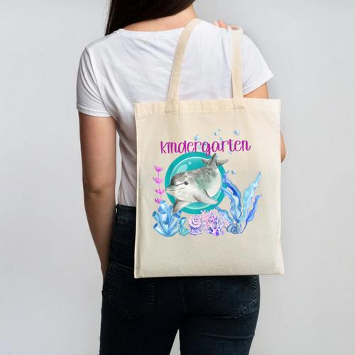 Kindergarten Teacher Dolphin Ocean Life Teaching Team Spirit Canvas Tote Bag - teacherstshirts.com DE
