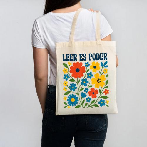 Leer Es Poder Cute Floral Boho Spanish Teacher Reading Canvas Tote Bag - teacherstshirts.com