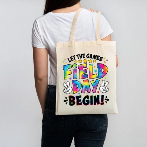 Let The Games Field Day Begin Tie Dye Adults Teacher Kids Canvas Tote Bag - teacherstshirts.com