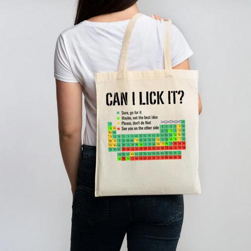 Can I Lick It Periodic Table Chart Science Teacher Canvas Tote Bag - teacherstshirts.com AU