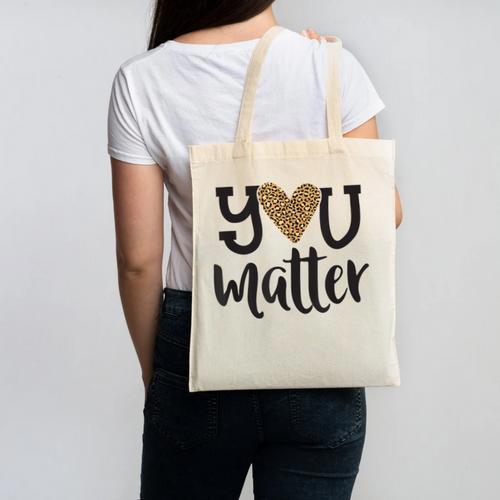 You Matter Leopard Print Teacher Kind Counselor Kindness Canvas Tote Bag - teacherstshirts.com UK