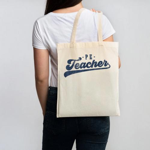 PE Teacher Cute Vintage Graphic Physical Education Teacher Canvas Tote Bag - teacherstshirts.com UK