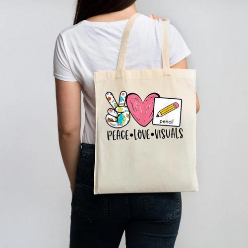 Peace Love Visuals Special Education Teacher Dream Team Canvas Tote Bag - teacherstshirts.com