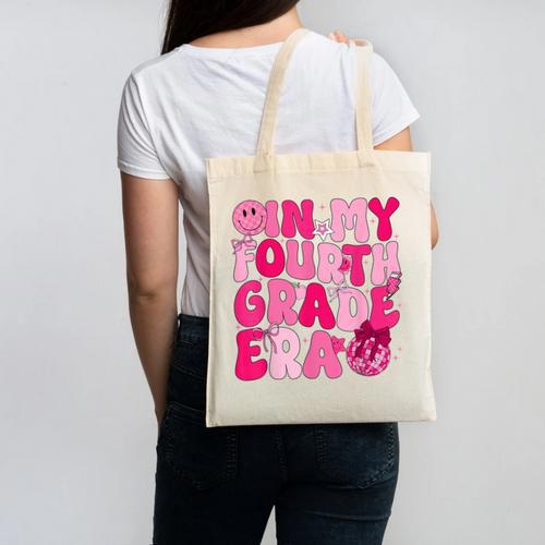 Pink Fourth Grade Era 4th Back To School Grade Teacher Canvas Tote Bag - teacherstshirts.com CA