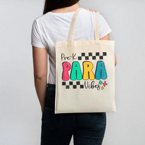 Pre-K Paraprofessional Teacher Back To School Vibes Canvas Tote Bag - teacherstshirts.com