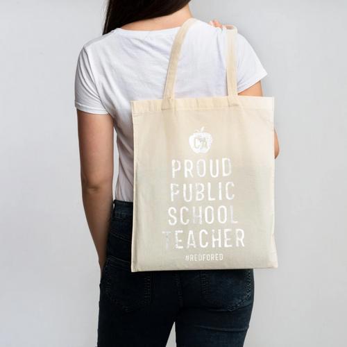 Proud Public School Teacher Red For Ed California Men Women Kids Canvas Tote Bag - teacherstshirts.com UK