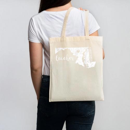 Red For Ed Maryland Teacher Public Education Canvas Tote Bag - teacherstshirts.com UK
