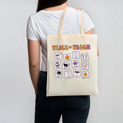 Retro Trick Or Treat Halloween Special Education Teacher Canvas Tote Bag - teacherstshirts.com AU