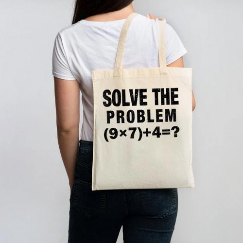 Solve The Problem 9×74 Math Teacher Canvas Tote Bag - teacherstshirts.com