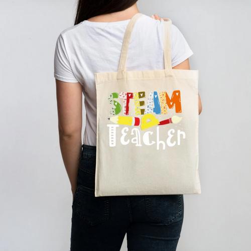 Steam Teacher Science Tech Engineering Arts Maker Canvas Tote Bag - teacherstshirts.com UK
