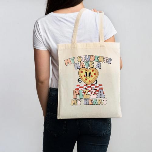 My Students Have A Pizza-My-Heart Valentines Day Teacher Canvas Tote Bag - teacherstshirts.com DE
