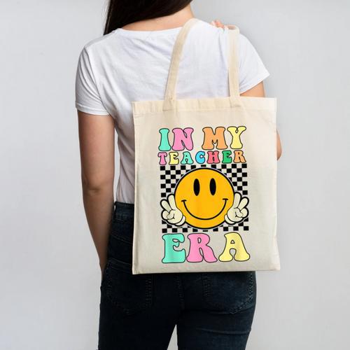 In My Teacher Era Retro Back To School Teacher Student Canvas Tote Bag - teacherstshirts.com