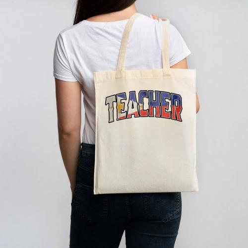 Teacher Filipino Vintage Heritage DNA Flag Canvas Tote Bag - teacherstshirts.com CA