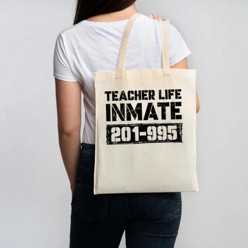 Teacher Life Jail Inmate Prisoner Halloween Costume Canvas Tote Bag - teacherstshirts.com AU