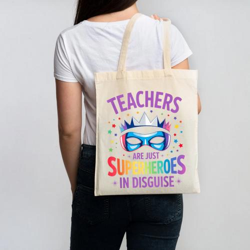 Teachers Are Just Superheroes In Disguise Back To School Canvas Tote Bag - teacherstshirts.com