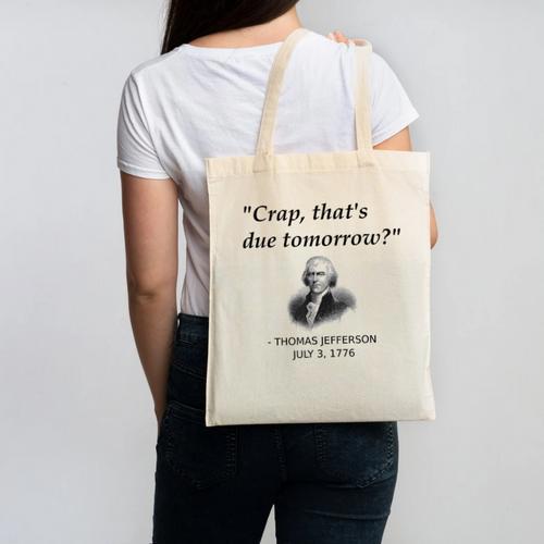 Thomas Jefferson USA History Teacher Student Canvas Tote Bag - teacherstshirts.com CA