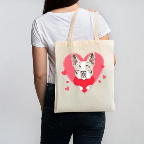 Valentine's Day Boston Terrier Heart Canvas Tote Bag - Bostonterriersmerch.com CA