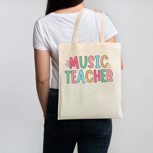 Women Music Teacher First Day Of School Elementary School Canvas Tote Bag - teacherstshirts.com