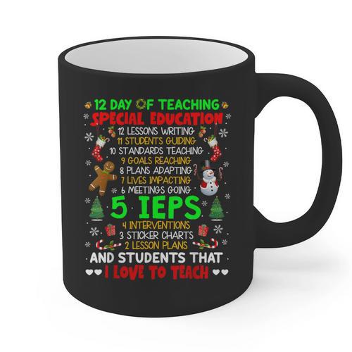 12 Days Of Teaching Special Education IEPS SPED Teacher Xmas Graphic Print Coffee Mug - teacherstshirts.com