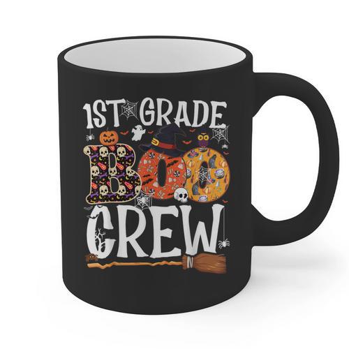 1st Grade Boo Crew Cute Ghost Halloween Teacher Kids Graphic Print Coffee Mug - teacherstshirts.com DE