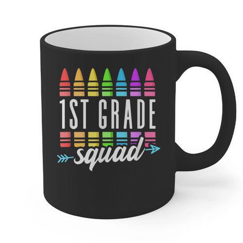 1st Grade Squad Back To School First Grade Teacher Boy Girl Graphic Print Coffee Mug - teacherstshirts.com CA