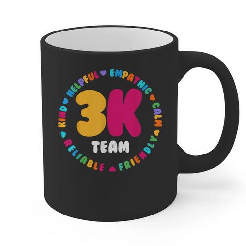3K Team & Teacher Squad Threes Crew PreK Elementary Team Graphic Print Coffee Mug - teacherstshirts.com CA