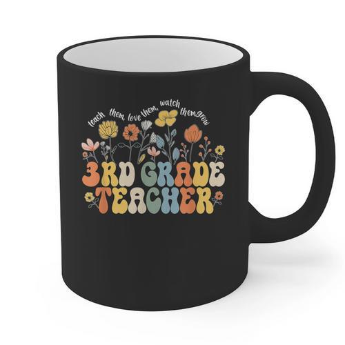 3rd Third Grade Teacher Appreciation Teaching Wildflowers Graphic Print Coffee Mug - teacherstshirts.com