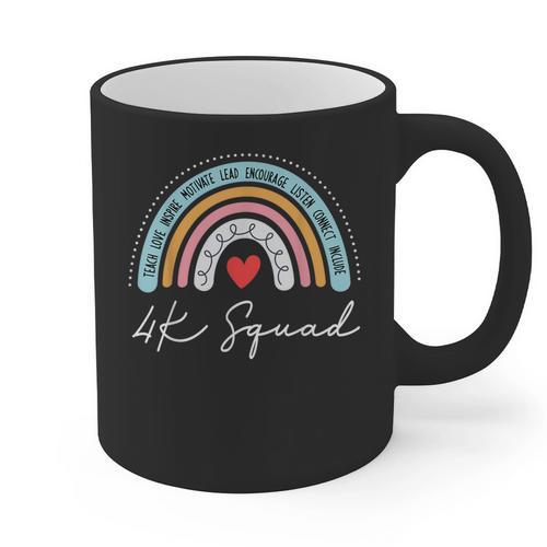 4K Squad Crew Team Teacher Kindergarten Kinder Elementary Graphic Print Coffee Mug - teacherstshirts.com