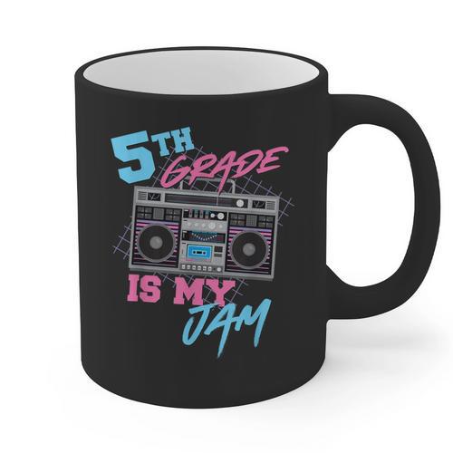 5th Grade Is My Jam Vintage 80s Boombox Teacher Student Graphic Print Coffee Mug - teacherstshirts.com