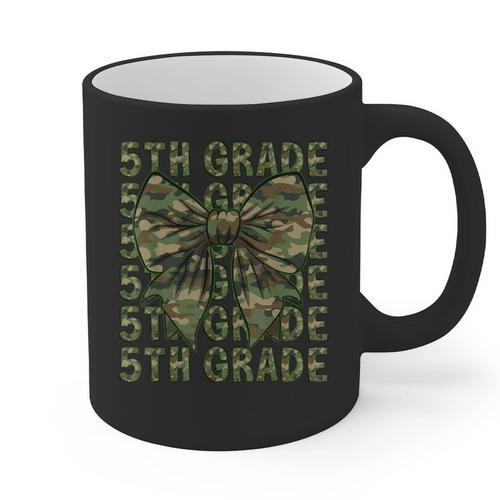 5th Grade Teacher Student Camo Bow Back To School Graphic Print Coffee Mug - teacherstshirts.com