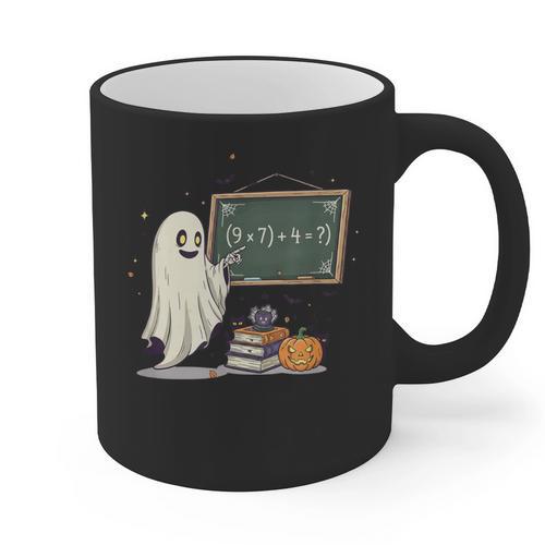 67 Teacher Halloween Ghost Six Seven Meme Math Joke Graphic Print Coffee Mug - teacherstshirts.com
