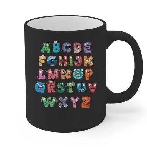 ABC Cute Monster Alphabet Halloween Teacher Costume Kids Graphic Print Coffee Mug - teacherstshirts.com