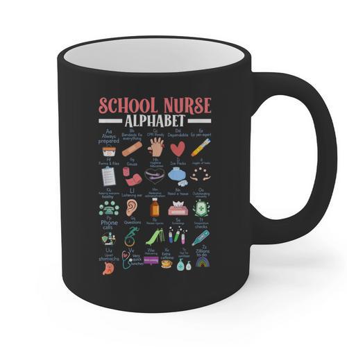 ABC School Nurse Alphabet Student Teacher Health Worker Graphic Print Coffee Mug - teacherstshirts.com UK