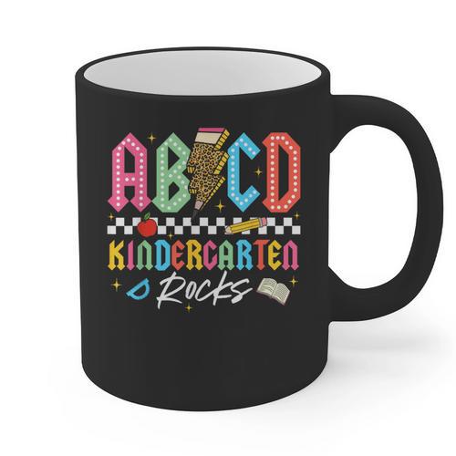 ABCD Kindergarten Rocks Pencil Lightning Teachers Rock Boys Graphic Print Coffee Mug - teacherstshirts.com