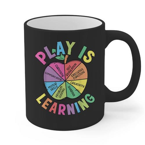 Apple Retro Play Is Learning Kindergarten Teacher Daycare Graphic Print Coffee Mug - teacherstshirts.com UK
