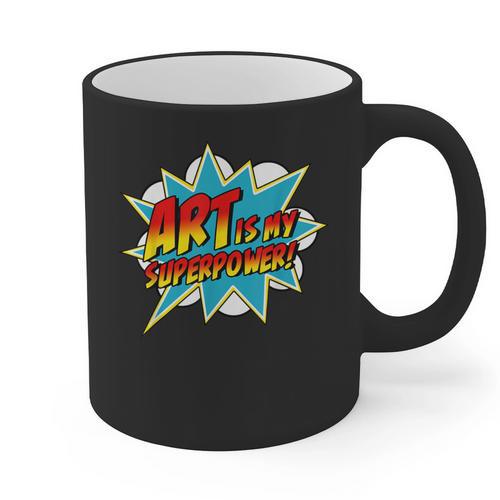 Art Is My Superpower Comic Artist Art Teacher Superhero Graphic Print Coffee Mug - teacherstshirts.com AU