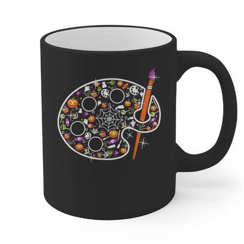 Art Teacher Pumpkin Scary Halloween Costume Men Women Graphic Print Coffee Mug - teacherstshirts.com