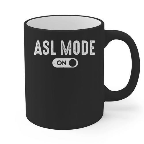 ASL Mode Sign Language Deaf ASL Teacher Graphic Print Coffee Mug - teacherstshirts.com AU
