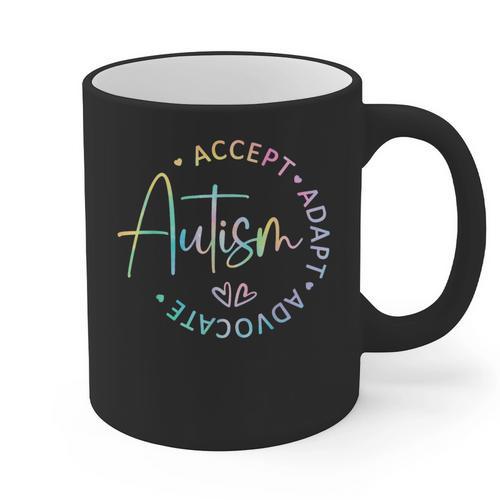 Autism Awareness Accept Adapt Advocate Autism Mom Teacher Graphic Print Coffee Mug - teacherstshirts.com UK