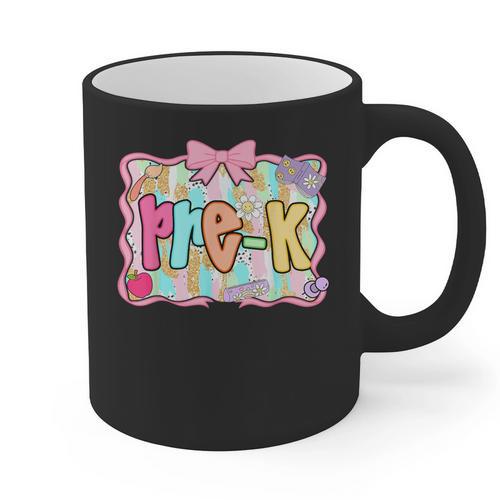 Back To School Pre-K Preppy Teacher Girl Graphic Print Coffee Mug - teacherstshirts.com CA
